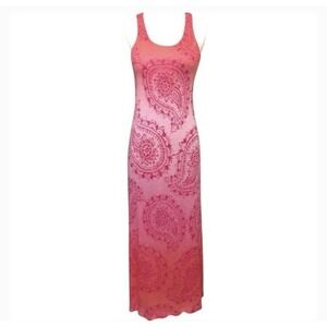 Tommy Bahama XS Maxi Dress Womens Pink Ombré Paisley BARBIE softgirl Flirty Sexy